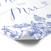 Elegant Dusty Blue Floral Van Miss tot Mrs Sign Poster (Hoek)