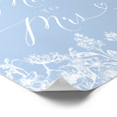 Elegant Dusty Blue Floral Van Miss tot Mrs Sign Poster (Hoek)