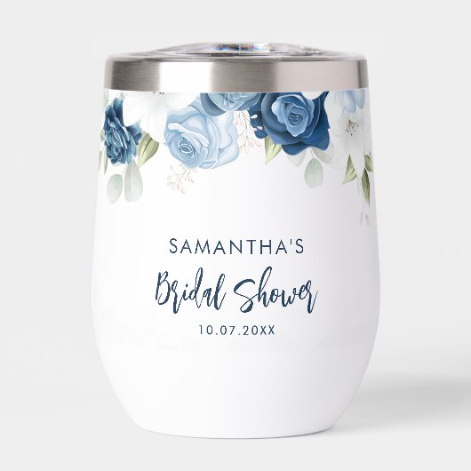 Elegant Dusty Blue Floral Vrijgezellenfeest Custom (Voorkant)