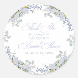 Elegant Dusty Blue Floral Vrijgezellenfeest dank u Ronde Sticker