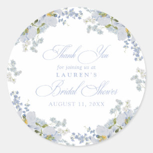 Elegant Dusty Blue Floral Vrijgezellenfeest dank u Ronde Sticker