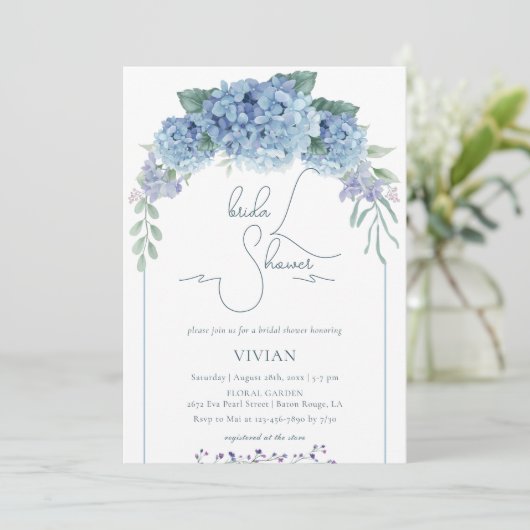 Elegant Dusty Blue Floral Vrijgezellenfeest Kaart (Staand voorkant)