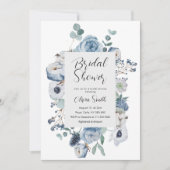 Elegant dusty blue floral vrijgezellenfeest kaart (Voorkant)