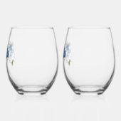 Elegant Dusty Blue Floral Vrijgezellenfeest Wijnglas Zonder Voet (Links)