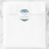 Elegant Dusty Blue Floral Waterverf Border Ronde Sticker (Tas)
