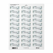 Elegant Dusty Blue Floral Waterverf Navy Wedding Etiket (Full Sheet)