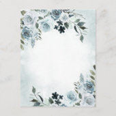 Elegant Dusty Blue Floral Waterverf Navy Wedding Informatiekaartje (Achterkant)