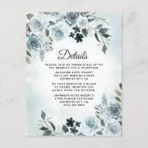 Elegant Dusty Blue Floral Waterverf Navy Wedding