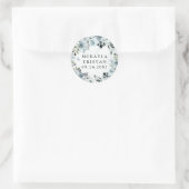 Elegant Dusty Blue Floral Waterverf Navy Wedding Ronde Sticker (Tas)