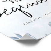 Elegant Dusty Blue floral Waterverf Nieuw begin Poster (Hoek)