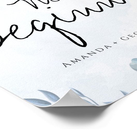 Elegant Dusty Blue floral Waterverf Nieuw begin Poster (Hoek)