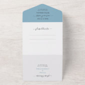 Elegant Dusty Blue Floral Waterverf Wedding All In One Uitnodiging (Buitenkant)