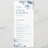 Elegant Dusty Blue Floral Waterverf Wedding Programmakaart (Voorkant)