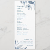 Elegant Dusty Blue Floral Waterverf Wedding Programmakaart (Achterkant)