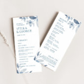 Elegant Dusty Blue Floral Waterverf Wedding Programmakaart