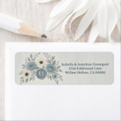 Elegant Dusty Blue Floral Wax Seal Wedding Etiket (Insitu)