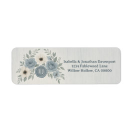 Elegant Dusty Blue Floral Wax Seal Wedding Etiket