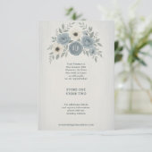 Elegant Dusty Blue Floral Wax Seal Wedding Informatiekaartje (Staand voorkant)