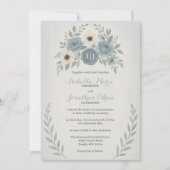 Elegant Dusty Blue Floral Wax Seal Wedding Kaart (Voorkant)