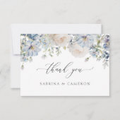 Elegant Dusty Blue Floral Weddenschap Hartelijk da Bedankkaart (Voorkant)