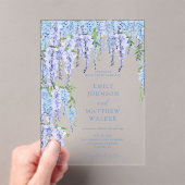 Elegant Dusty Blue Floral Wedding Acryl Uitnodigingen (Insitu (Draagbaar))