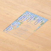 Elegant Dusty Blue Floral Wedding Acryl Uitnodigingen (Laagn)
