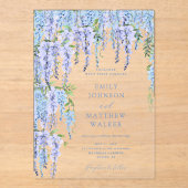 Elegant Dusty Blue Floral Wedding Acryl Uitnodigingen (Voorkant)