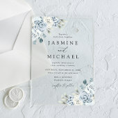 Elegant Dusty Blue Floral Wedding Acryl Uitnodigingen