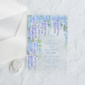 Elegant Dusty Blue Floral Wedding Acryl Uitnodigingen