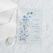 Elegant Dusty Blue Floral Wedding Acryl Uitnodigingen