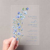 Elegant Dusty Blue Floral Wedding Acryl Uitnodigingen (Insitu (Draagbaar))