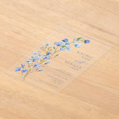 Elegant Dusty Blue Floral Wedding Acryl Uitnodigingen (Laagn)