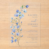 Elegant Dusty Blue Floral Wedding Acryl Uitnodigingen (Voorkant)