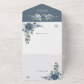 Elegant Dusty Blue Floral Wedding All In One Uitnodiging (Buitenkant)