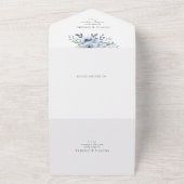 Elegant Dusty Blue Floral Wedding All In One Uitnodiging (Buitenkant)