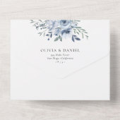 Elegant Dusty Blue Floral Wedding All In One Uitnodiging (Achterkant)