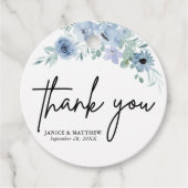 Elegant Dusty Blue Floral Wedding Bedankjes Labels (Voorkant)