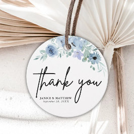 Elegant Dusty Blue Floral Wedding Bedankjes Labels