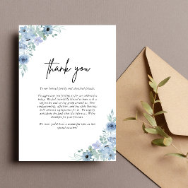 Elegant Dusty Blue Floral Wedding Bedankkaart
