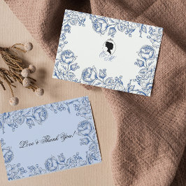 Elegant Dusty Blue Floral Wedding Bedankkaart