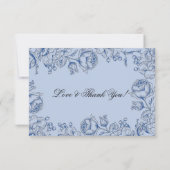 Elegant Dusty Blue Floral Wedding Bedankkaart (Achterkant)