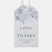 Elegant Dusty Blue Floral Wedding Cadeaulabel (Voorkant)