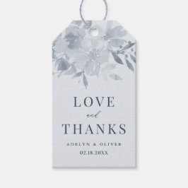 Elegant Dusty Blue Floral Wedding Cadeaulabel