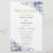 Elegant Dusty Blue Floral Wedding Ceremony Program (Voorkant)