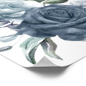 Elegant Dusty Blue Floral Wedding Crest Poster (Hoek)