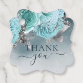 Elegant Dusty Blue Floral Wedding Dank u Bedankjes Labels (Voorkant)
