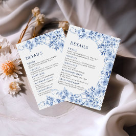Elegant dusty blue floral wedding details  informatiekaartje