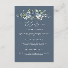 Elegant Dusty Blue Floral Wedding Enclosure Card Informatiekaartje
