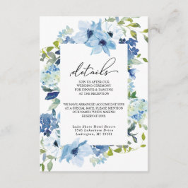 Elegant Dusty Blue Floral Wedding Enclosure Kaart