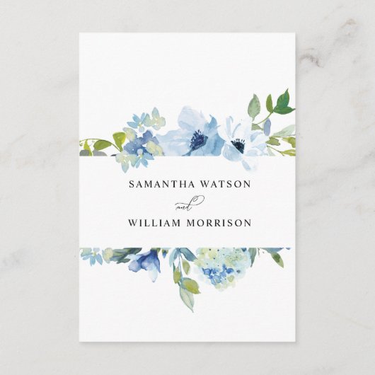 Elegant Dusty Blue Floral Wedding Enclosure Kaart (Achterkant)